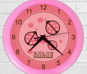 Mod Pink Ladybug Wall Clock Personalized on Luulla